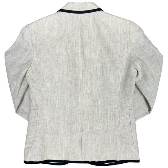 Women's J. CREW Schoolboy Tipped Blazer 100% Linen- Size 2 - Picture 3 of 12